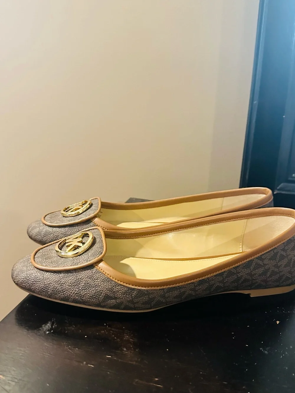 Michael Kors Brown Logo-Embellished Ballet Flats